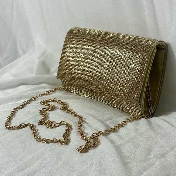 Brand New Jessica McClintock Gold super shiney jeweled purse/bag - Picture 4 of 10